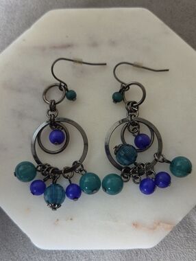 Studio Works Blue & Teal Earrings. NWT.